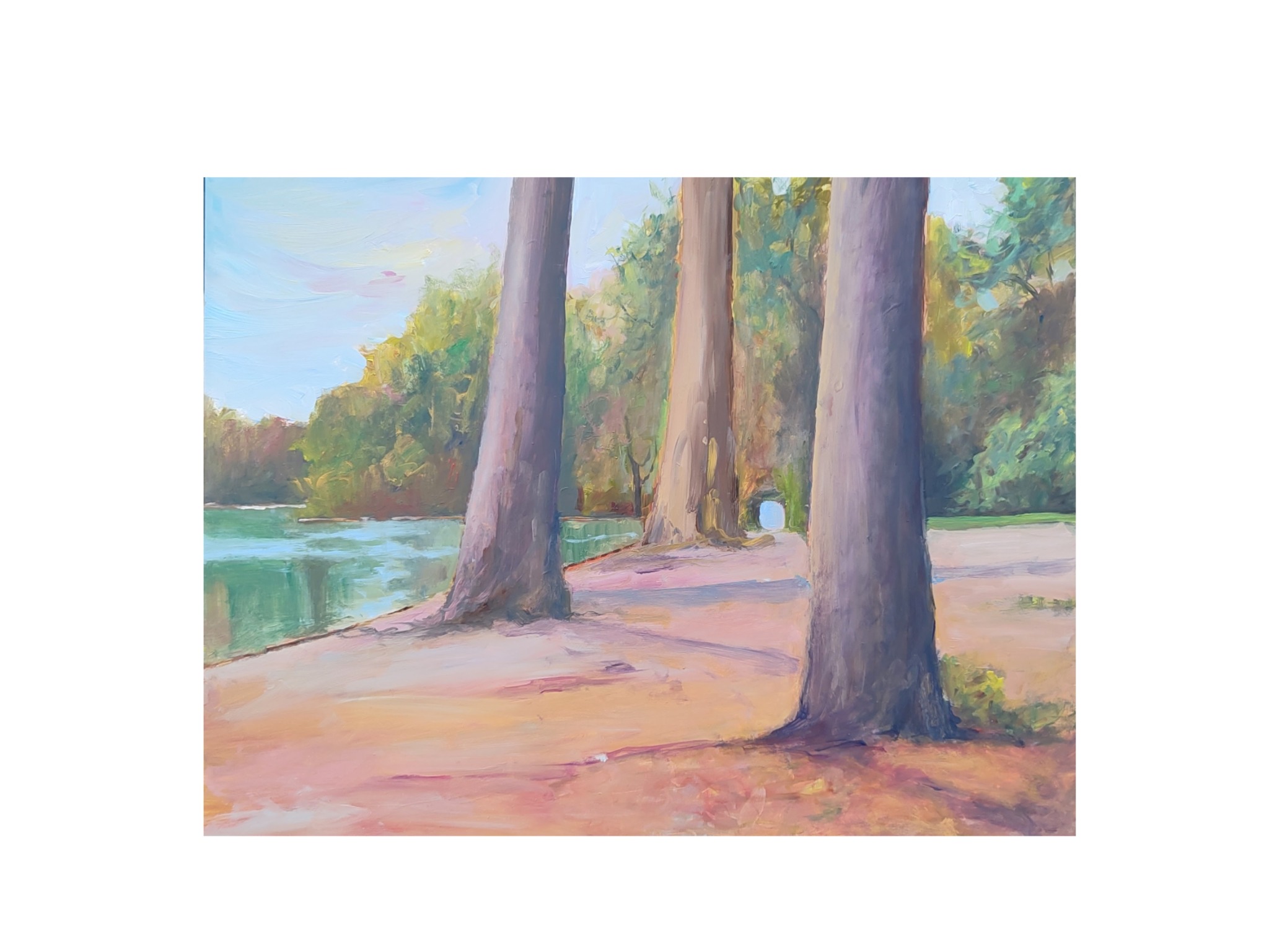 An Afternoon by the Lake, original Prospect Park oil painting