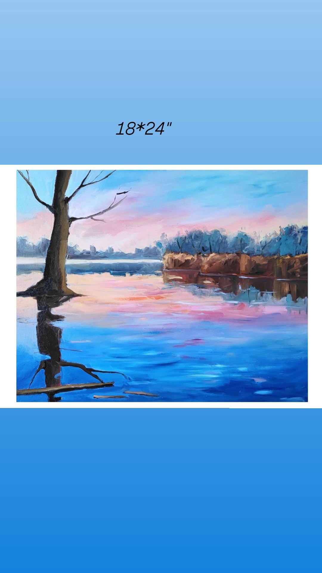 Winter in Prospect Park, original oil painting from the Four Seasons collection